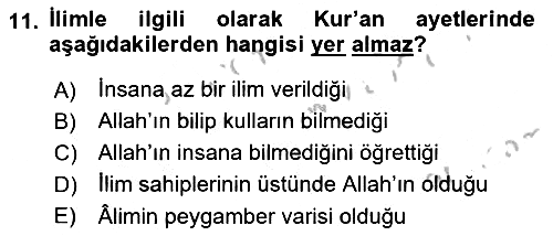 Hadis 2018-2019 Yaz Okulu Sınavı - 11. soru