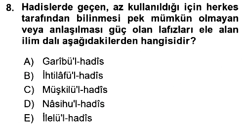 Hadis 2021-2022 Yaz Okulu Sınavı - 8. soru