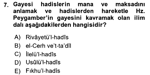 Hadis 2022-2023 Yaz Okulu Sınavı - 7. soru