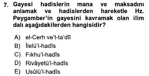 Hadis 2023-2024 Yaz Okulu Sınavı - 7. soru