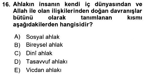 Hadis 2023-2024 Yaz Okulu Sınavı - 16. soru