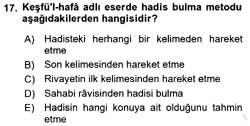 Hadis 2023-2024 Yaz Okulu Sınavı - 17. soru