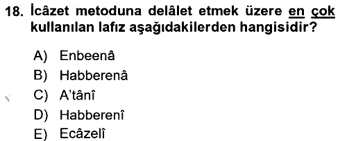 Hadis Tarihi ve Usulü 2016-2017 3 Ders Sınavı - 18. soru