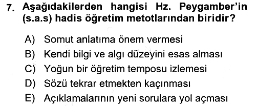Hadis Tarihi ve Usulü 2017-2018 3 Ders Sınavı - 7. soru