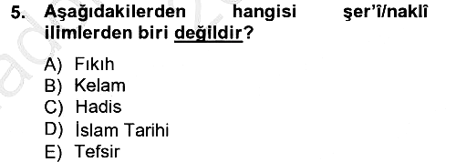 Hadis Tarihi ve Usulü 2012-2013 Ara Sınav - 5. soru