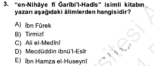 Hadis Tarihi ve Usulü 2013-2014 Ara Sınav - 3. soru