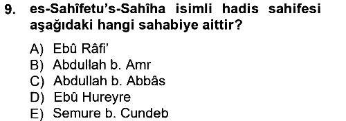 Hadis Tarihi ve Usulü 2014-2015 Ara Sınav - 9. soru