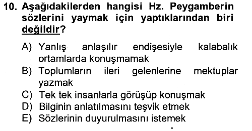 Hadis Tarihi ve Usulü 2014-2015 Ara Sınav - 10. soru