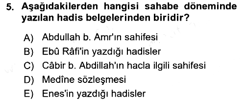 Hadis Tarihi ve Usulü 2017-2018 Ara Sınav - 5. soru
