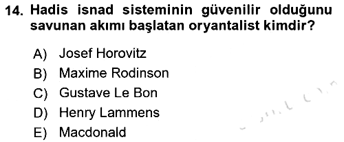 Hadis Tarihi ve Usulü 2021-2022 Ara Sınav - 14. soru
