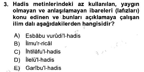 Hadis Tarihi ve Usulü 2023-2024 Ara Sınav - 3. soru