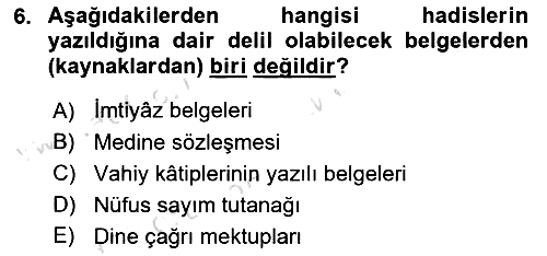 Hadis Tarihi ve Usulü 2023-2024 Ara Sınav - 6. soru