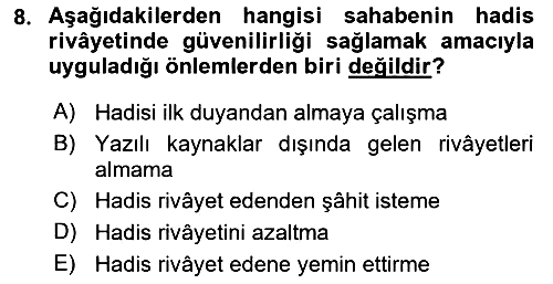 Hadis Tarihi ve Usulü 2023-2024 Ara Sınav - 8. soru