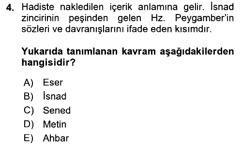 Hadis Tarihi ve Usulü 2024-2025 Ara Sınav - 4. soru