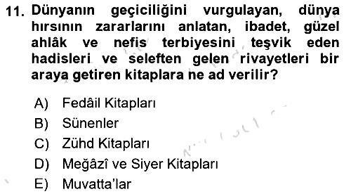 Hadis Tarihi ve Usulü 2024-2025 Ara Sınav - 11. soru
