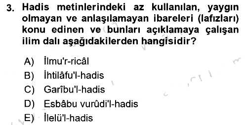 Hadis Tarihi ve Usulü 2025-2026 Ara Sınav - 3. soru