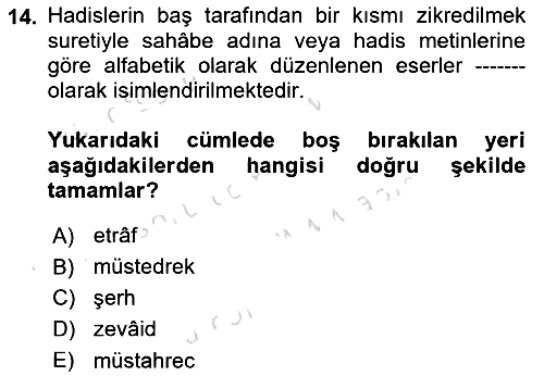 Hadis Tarihi ve Usulü 2025-2026 Ara Sınav - 14. soru