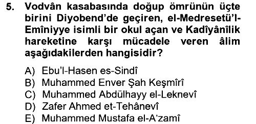 Hadis Tarihi ve Usulü 2012-2013 Dönem Sonu Sınavı - 5. soru