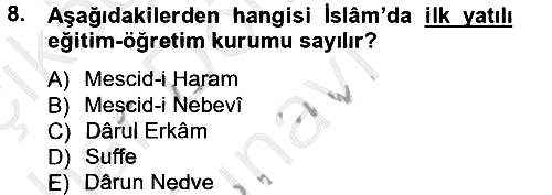 Hadis Tarihi ve Usulü 2012-2013 Dönem Sonu Sınavı - 8. soru