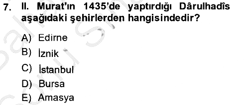 Hadis Tarihi ve Usulü 2013-2014 Dönem Sonu Sınavı - 7. soru