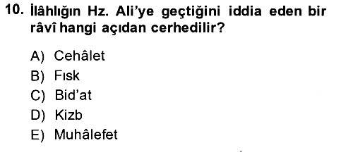 Hadis Tarihi ve Usulü 2014-2015 Dönem Sonu Sınavı - 10. soru