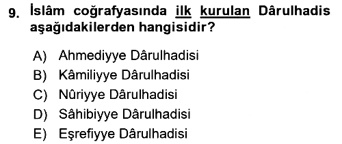 Hadis Tarihi ve Usulü 2015-2016 Dönem Sonu Sınavı - 9. soru