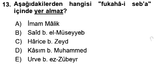 Hadis Tarihi ve Usulü 2015-2016 Dönem Sonu Sınavı - 13. soru