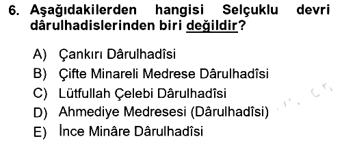 Hadis Tarihi ve Usulü 2024-2025 Dönem Sonu Sınavı - 6. soru