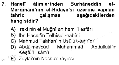 Hadis Tarihi ve Usulü 2012-2013 Tek Ders Sınavı - 7. soru