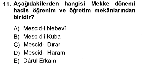 Hadis Tarihi ve Usulü 2014-2015 Tek Ders Sınavı - 11. soru