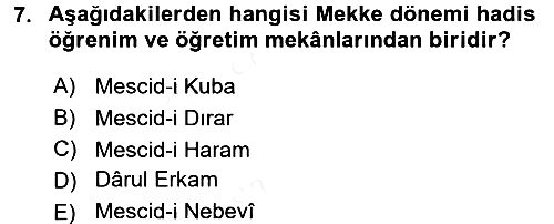 Hadis Tarihi ve Usulü 2015-2016 Tek Ders Sınavı - 7. soru
