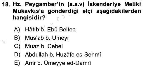 Hadis Tarihi ve Usulü 2020-2021 Yaz Okulu Sınavı - 18. soru