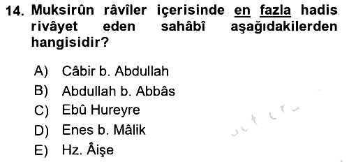 Hadis Tarihi ve Usulü 2025-2026 Yaz Okulu Sınavı - 14. soru