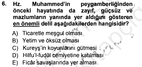 İlk Dönem İslam Tarihi 2012-2013 Ara Sınav - 6. soru