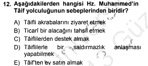 İlk Dönem İslam Tarihi 2012-2013 Ara Sınav - 12. soru