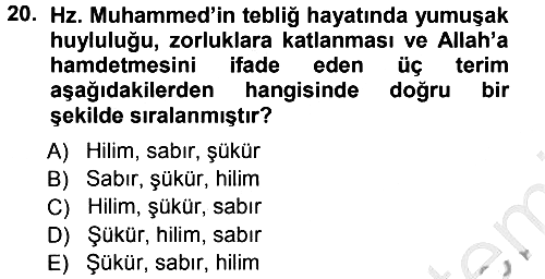 İlk Dönem İslam Tarihi 2012-2013 Ara Sınav - 20. soru
