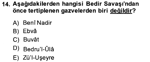 İlk Dönem İslam Tarihi 2014-2015 Ara Sınav - 14. soru