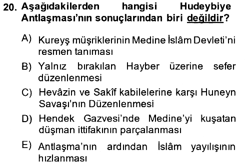 İlk Dönem İslam Tarihi 2014-2015 Ara Sınav - 20. soru