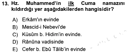 İlk Dönem İslam Tarihi 2016-2017 Ara Sınav - 13. soru
