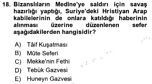 İlk Dönem İslam Tarihi 2021-2022 Ara Sınav - 18. soru