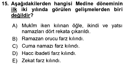 İlk Dönem İslam Tarihi 2025-2026 Ara Sınav - 15. soru