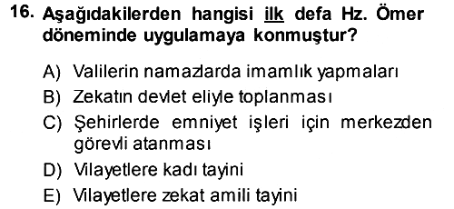 İlk Dönem İslam Tarihi 2013-2014 Dönem Sonu Sınavı - 16. soru