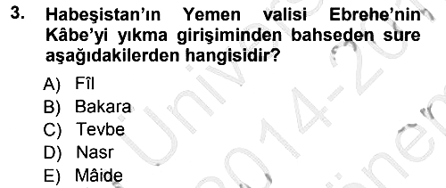 İlk Dönem İslam Tarihi 2014-2015 Dönem Sonu Sınavı - 3. soru