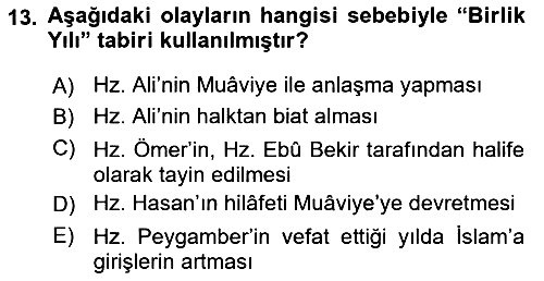 İlk Dönem İslam Tarihi 2018-2019 Dönem Sonu Sınavı - 13. soru