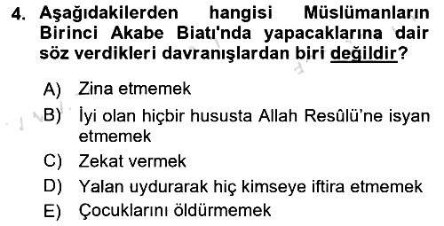 İlk Dönem İslam Tarihi 2021-2022 Dönem Sonu Sınavı - 4. soru