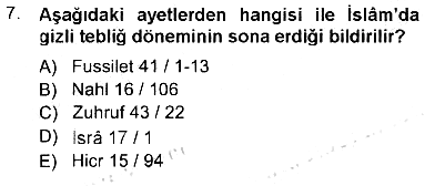 İlk Dönem İslam Tarihi 2012-2013 Tek Ders Sınavı - 7. soru