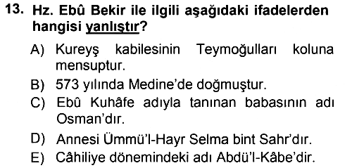 İlk Dönem İslam Tarihi 2014-2015 Tek Ders Sınavı - 13. soru