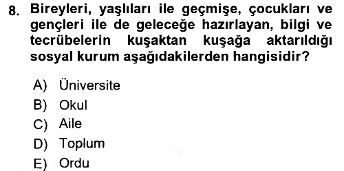 İslam Ahlak Esasları 2017-2018 3 Ders Sınavı - 8. soru