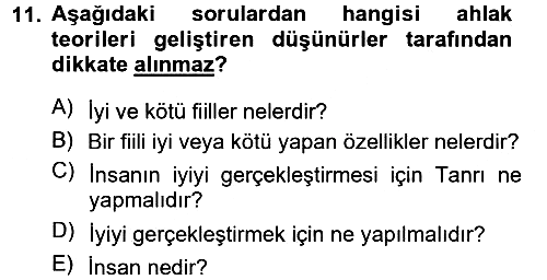 İslam Ahlak Esasları 2014-2015 Ara Sınav - 11. soru