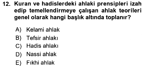 İslam Ahlak Esasları 2015-2016 Ara Sınav - 12. soru
